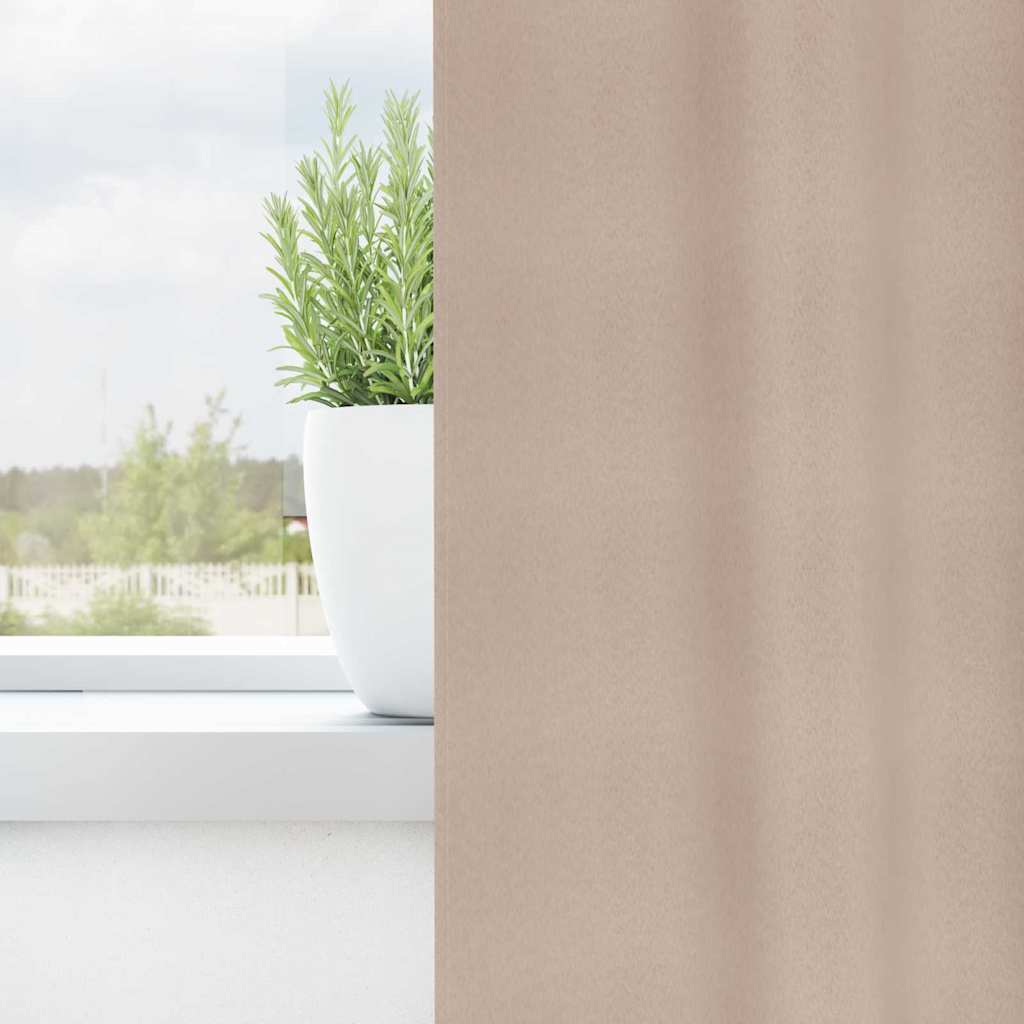 Mørkleggende Gardiner med Ringer 2 pcs Gråbrun 260 x 140 cm