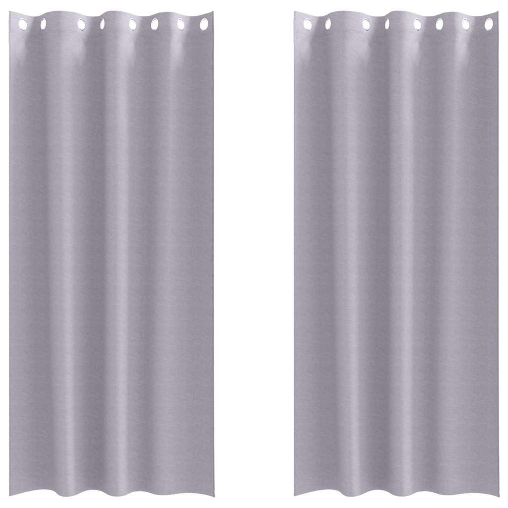 Mørkleggende Gardiner med Ringer 2 pcs Metall Grå 245 x 140 cm