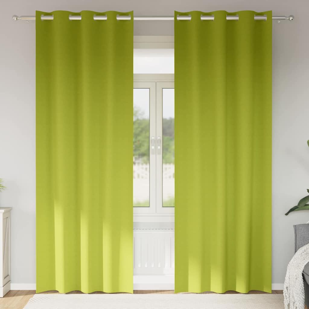 Mørkleggende Gardiner med Ringer 2 pcs grønn 225 x 140 cm