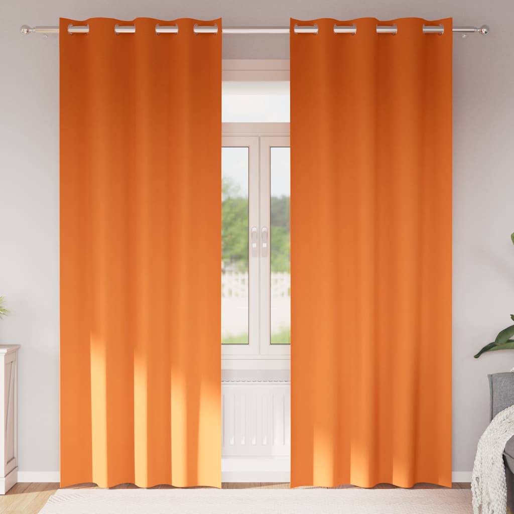 Mørkleggende Gardiner med Ringer 2 pcs Lys Oransje 245 x 140 cm