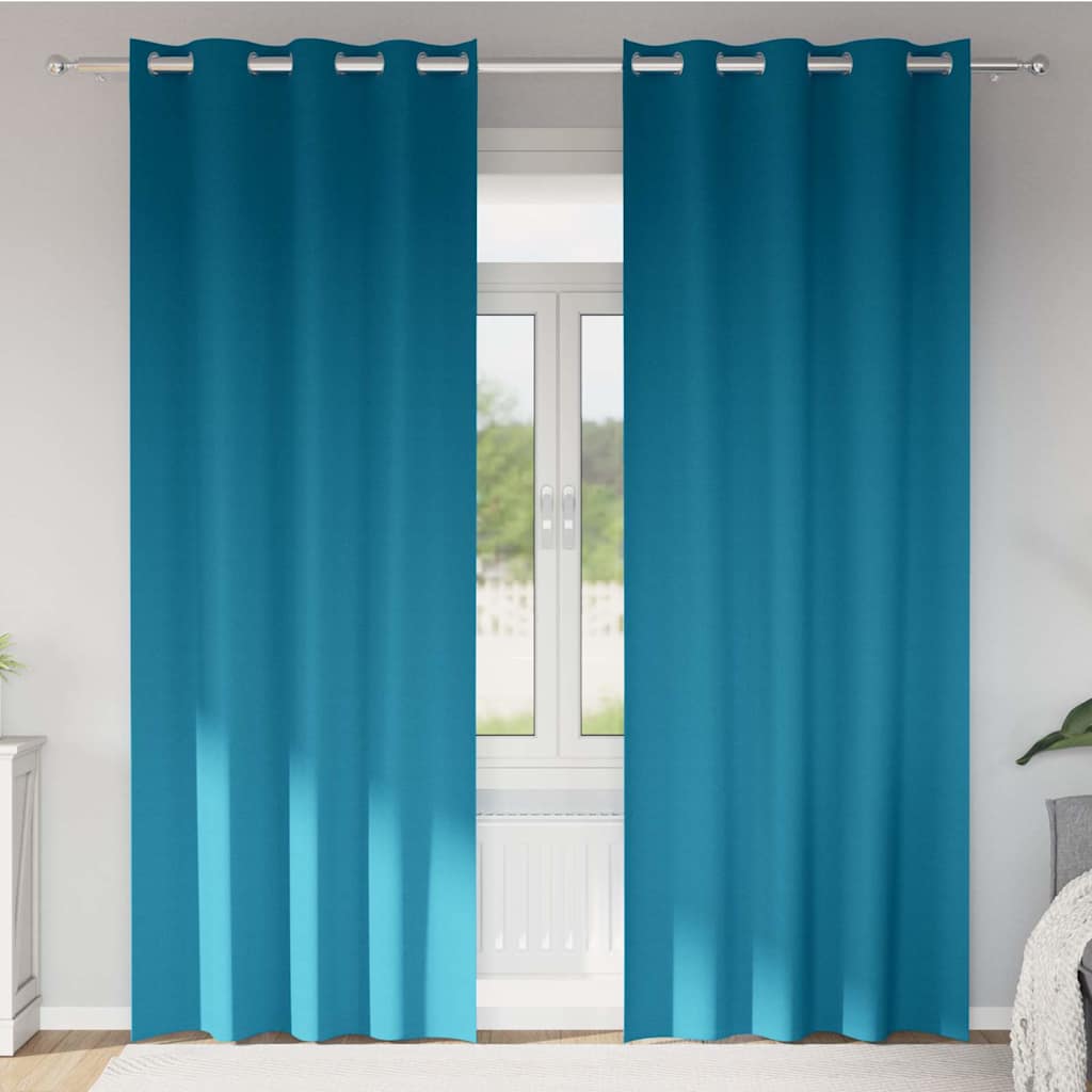 Mørkleggende Gardiner med Ringer 2 pcs Turkis 260 x 140 cm
