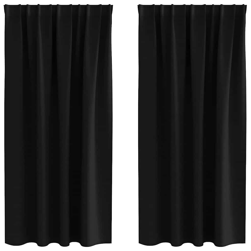 Mørkleggende Gardiner med Ringer 2 pcs Svart 175 x 140 cm