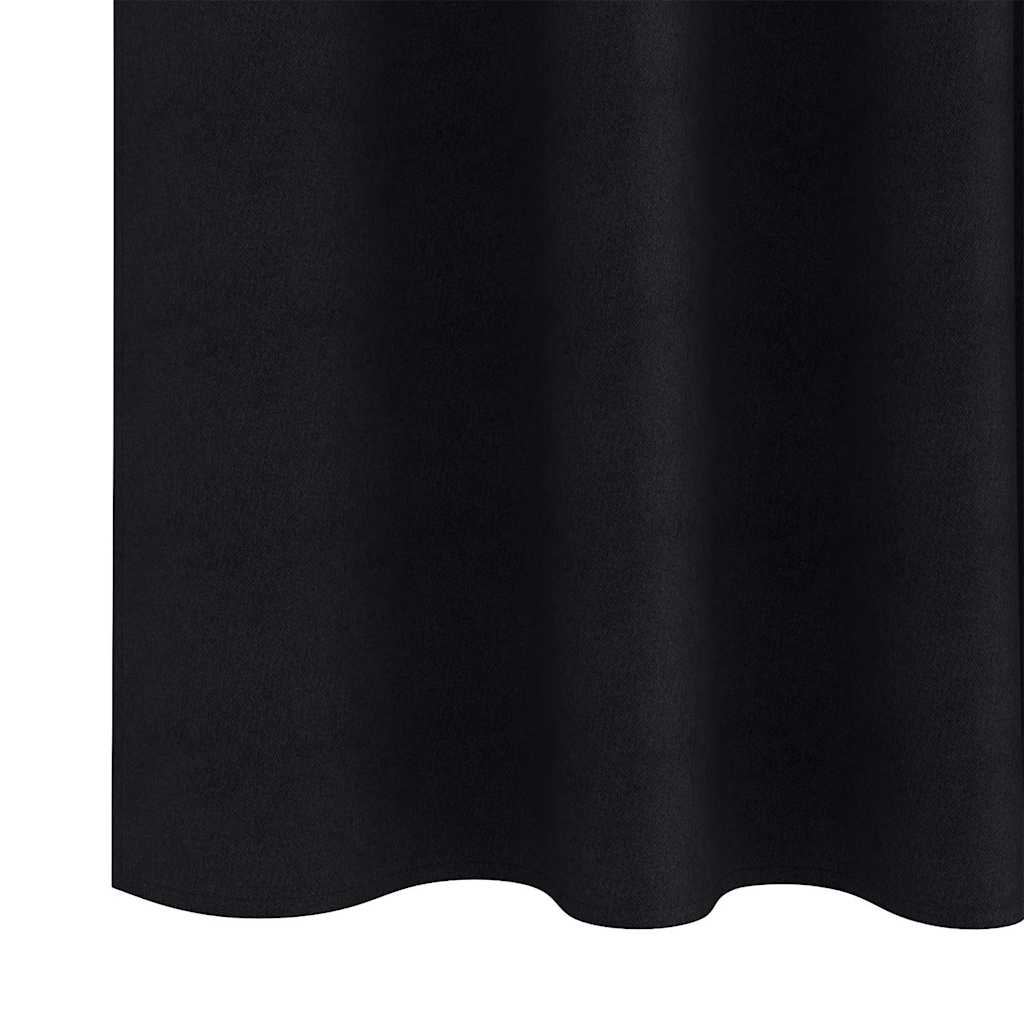 Mørkleggende Gardiner med Ringer 2 pcs Svart 225 x 140 cm