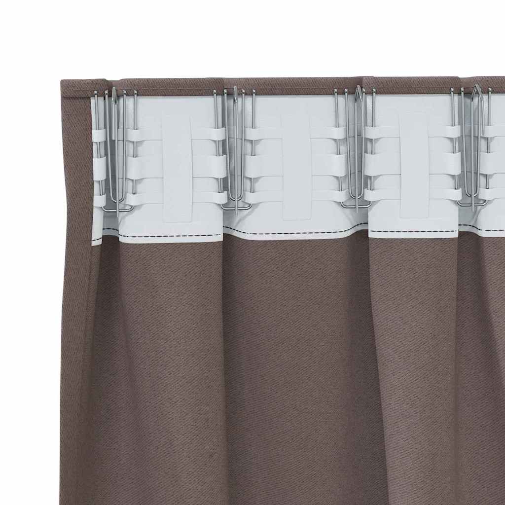 Mørkleggende Gardiner med Ringer 2 pcs Mørk brun 260 x 140 cm