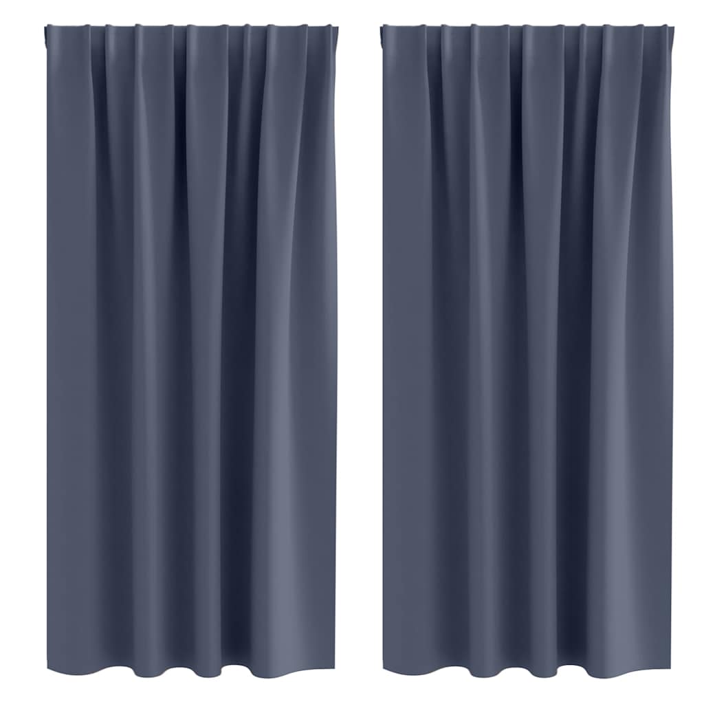 Mørkleggende Gardiner med Ringer 2 pcs Antrasitt 175 x 140 cm