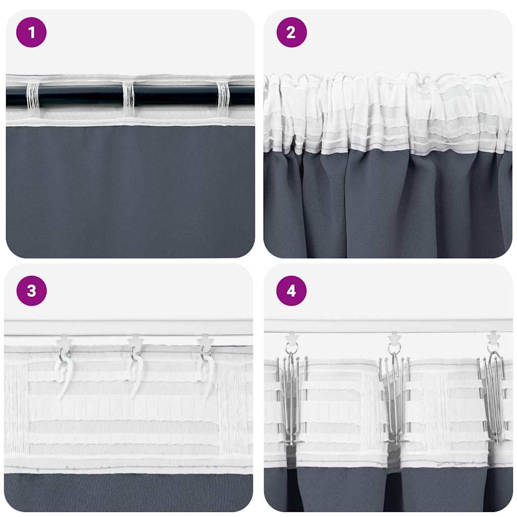 Mørkleggende Gardiner med Ringer 2 pcs Antrasitt 225 x 140 cm