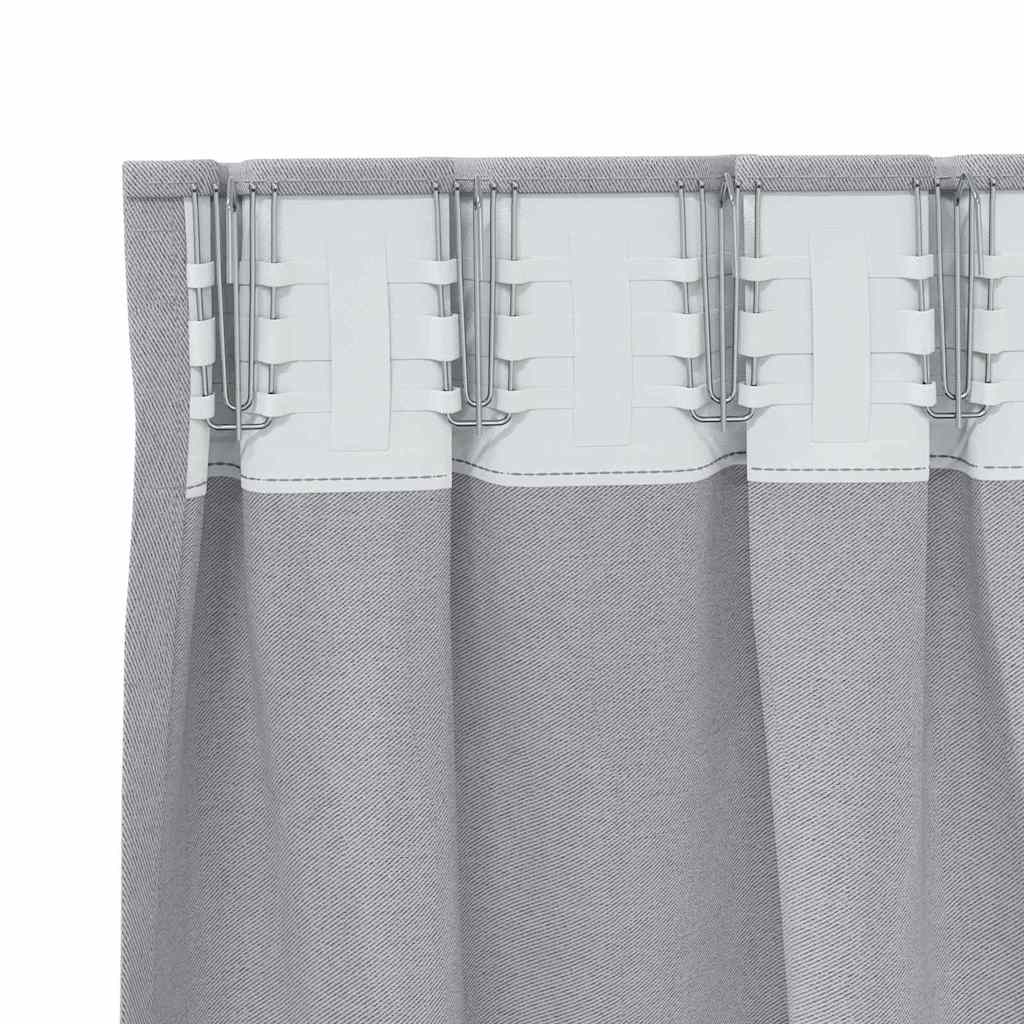 Mørkleggende Gardiner med Ringer 2 pcs Metall Grå 175 x 140 cm