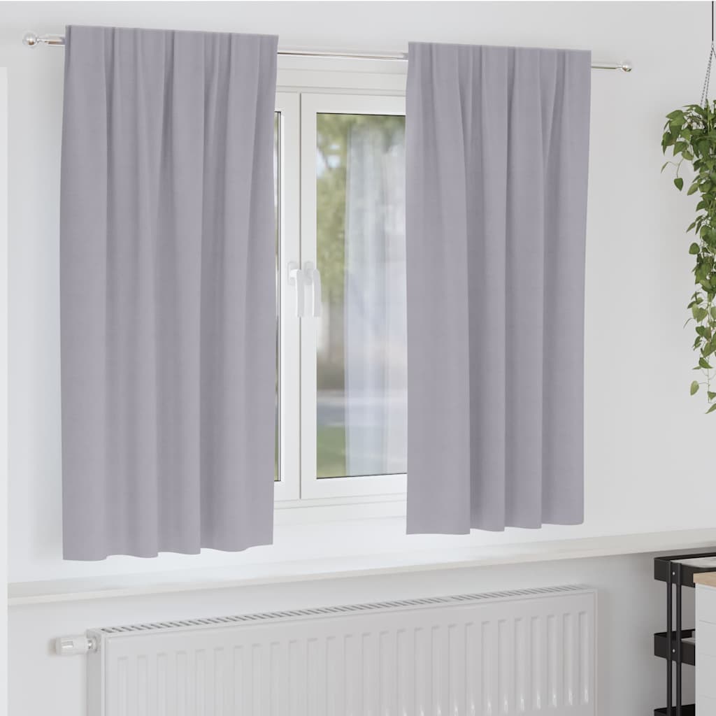 Mørkleggende Gardiner med Ringer 2 pcs Metall Grå 175 x 140 cm