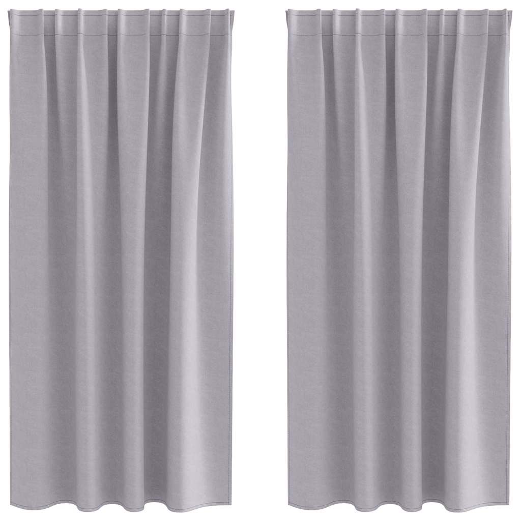 Mørkleggende Gardiner med Ringer 2 pcs Metall Grå 175 x 140 cm