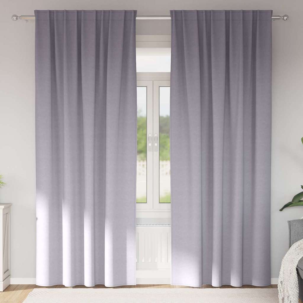Mørkleggende Gardiner med Ringer 2 pcs Metall Grå 245 x 140 cm