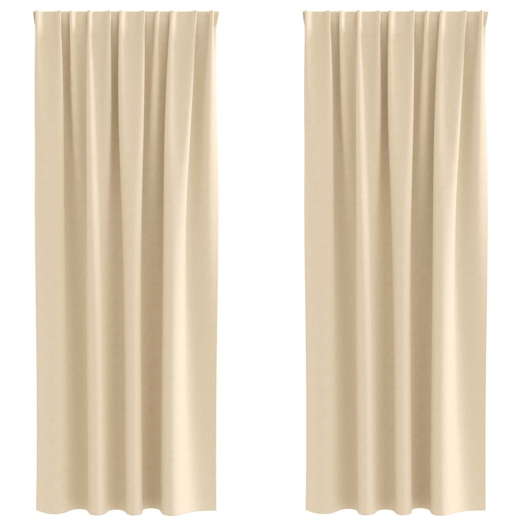 Mørkleggende Gardiner med Ringer 2 pcs Krem 225 x 140 cm vidaXL