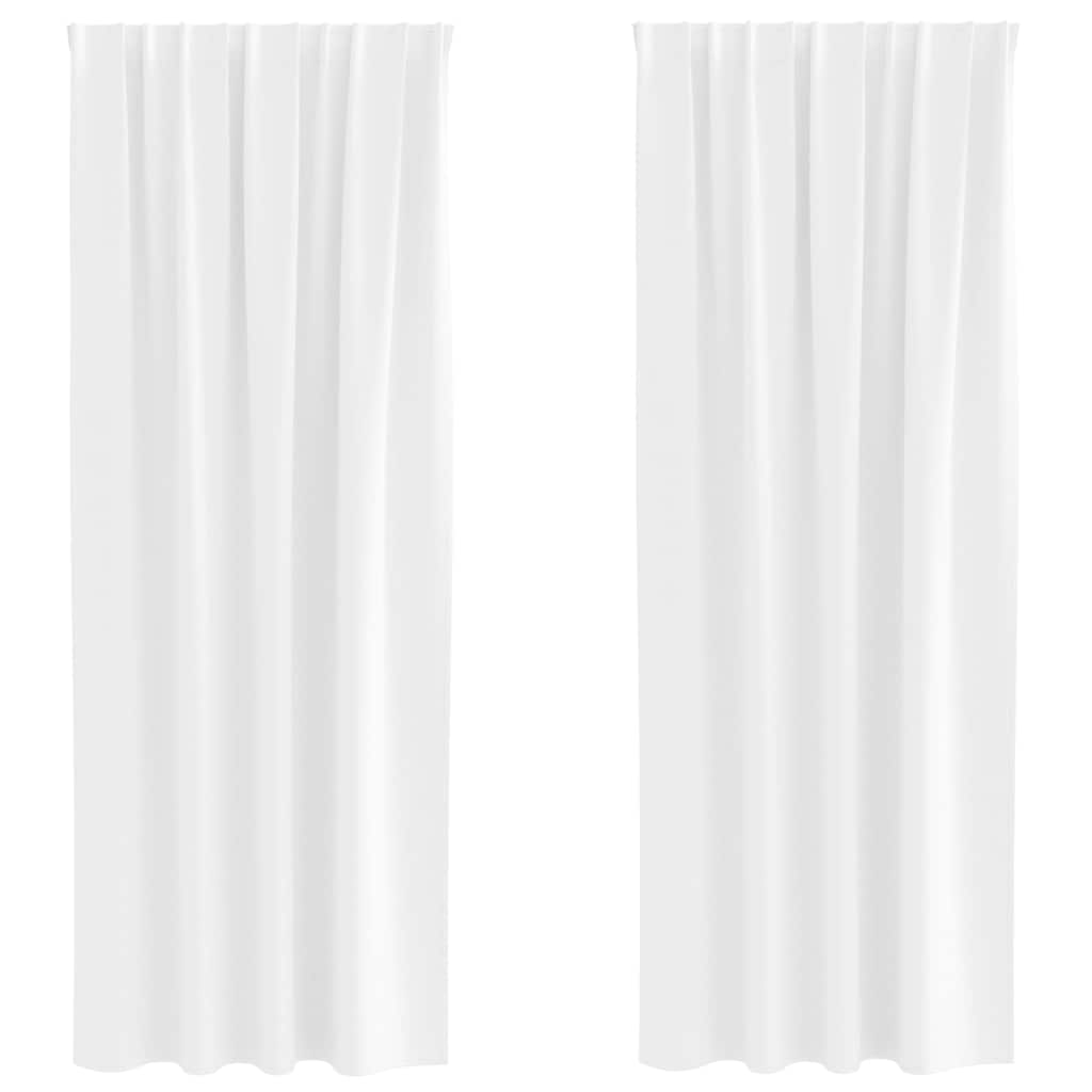 Mørkleggende Gardiner med Ringer 2 pcs Ren Hvit 225 x 140 cm