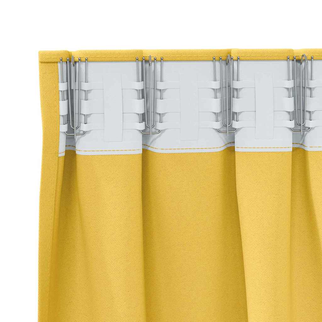 Mørkleggende Gardiner med Ringer 2 pcs Sennepsgul 140 x 140 cm