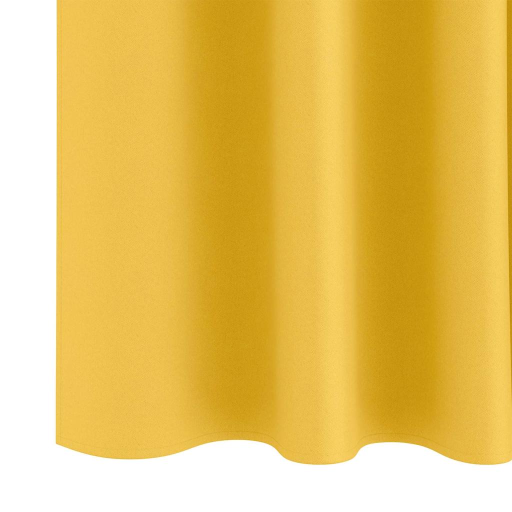 Mørkleggende Gardiner med Ringer 2 pcs Sennepsgul 140 x 140 cm