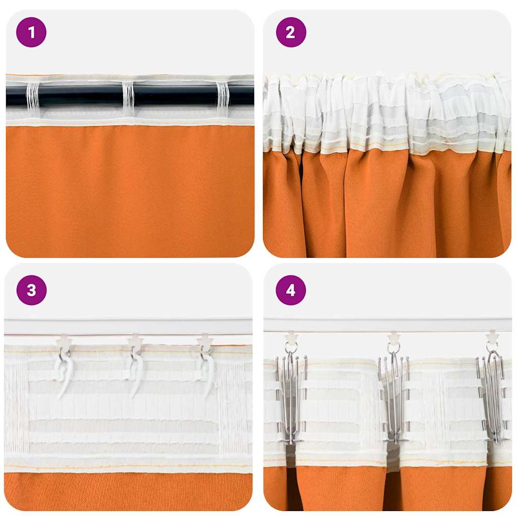 Mørkleggende Gardiner med Ringer 2 pcs Oransje 175 x 140 cm