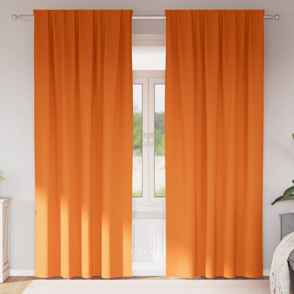 Mørkleggende Gardiner med Ringer 2 pcs Lys Oransje 225 x 140 cm vidaXL