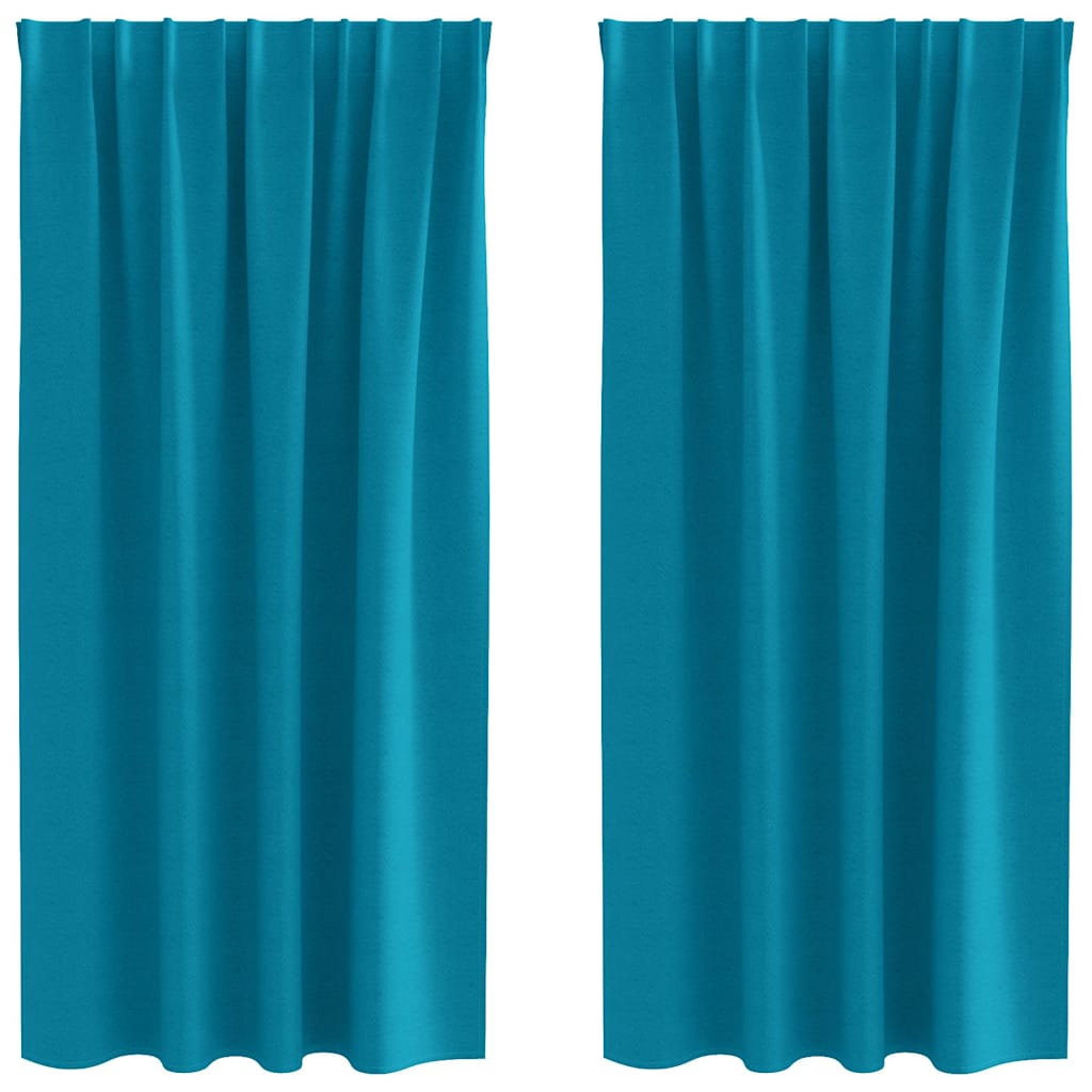 Mørkleggende Gardiner med Ringer 2 pcs Turkis 175 x 140 cm