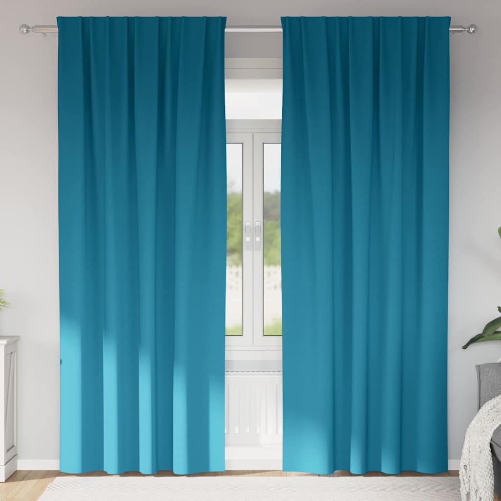Mørkleggende Gardiner med Ringer 2 pcs Turkis 245 x 140 cm vidaXL
