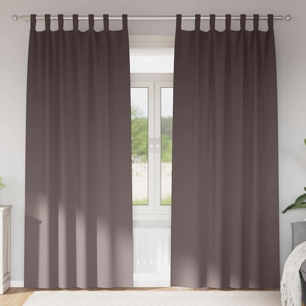 Mørkleggende Gardiner med Ringer 2 pcs Mørk brun 260 x 140 cm