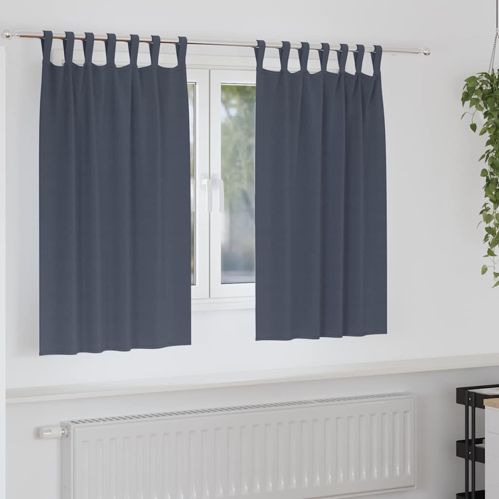 Mørkleggende Gardiner med Ringer 2 pcs Antrasitt 140 x 140 cm