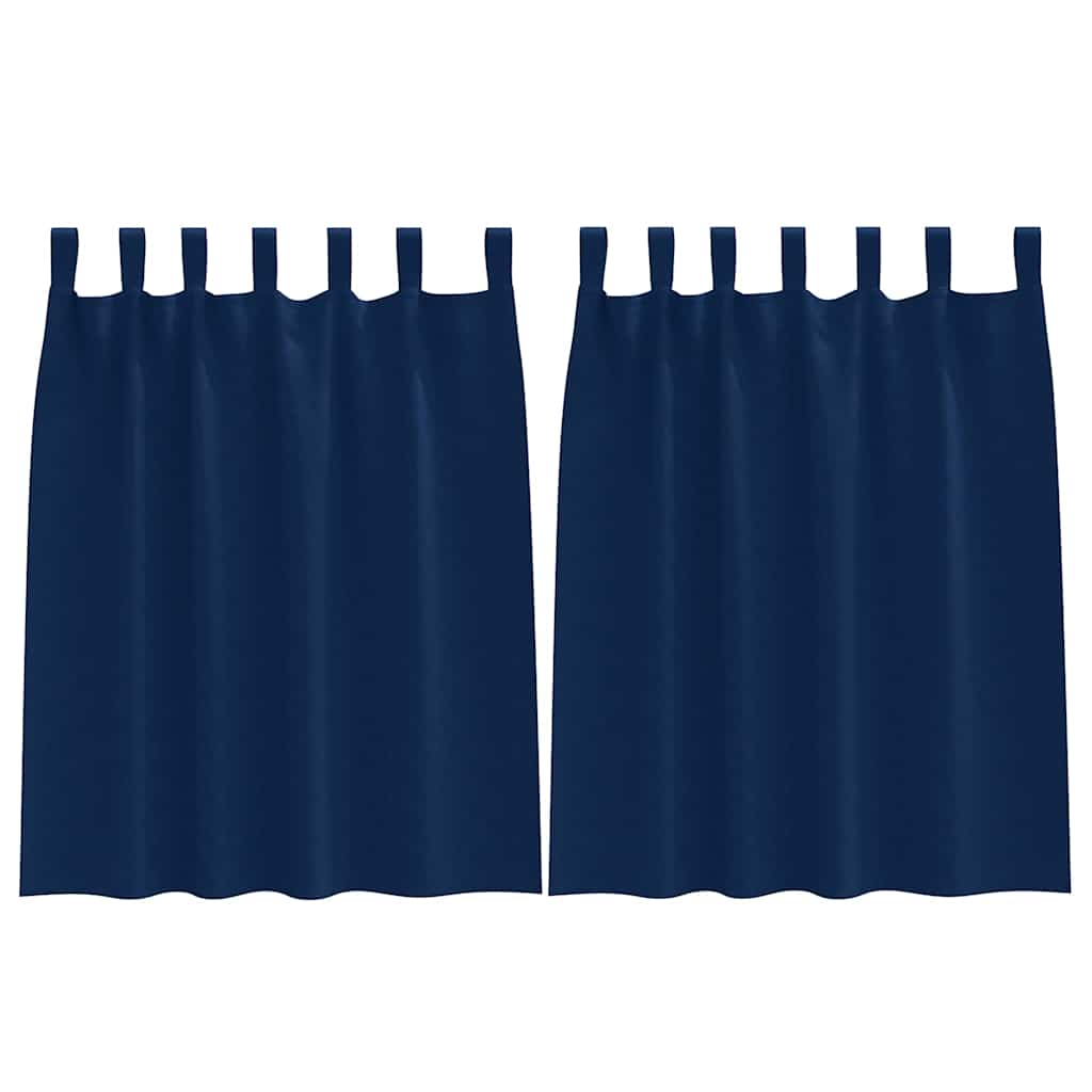 Mørkleggende Gardiner med Ringer 2 pcs Mørkeblå 140 x 140 cm