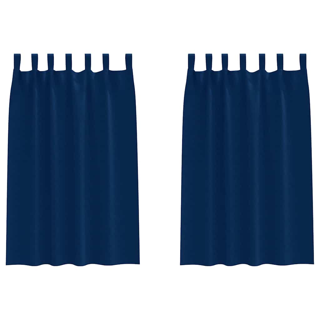 Mørkleggende Gardiner med Ringer 2 pcs Mørkeblå 175 x 140 cm
