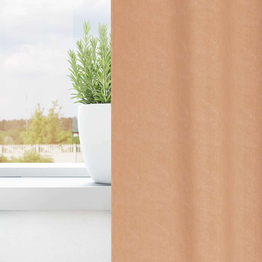 Mørkleggende Gardiner med Ringer 2 pcs Lys Brun 260 x 140 cm