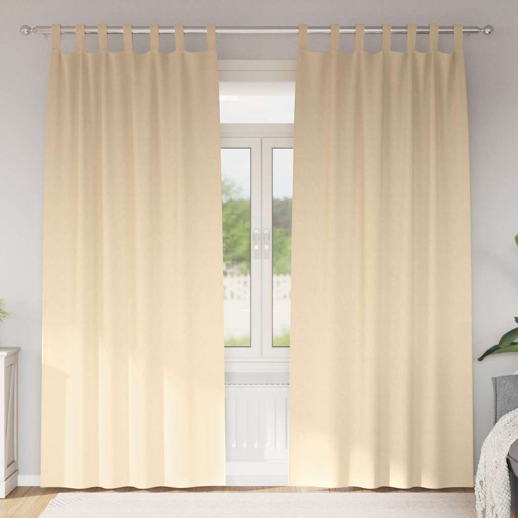 Mørkleggende Gardiner med Ringer 2 pcs Krem 225 x 140 cm