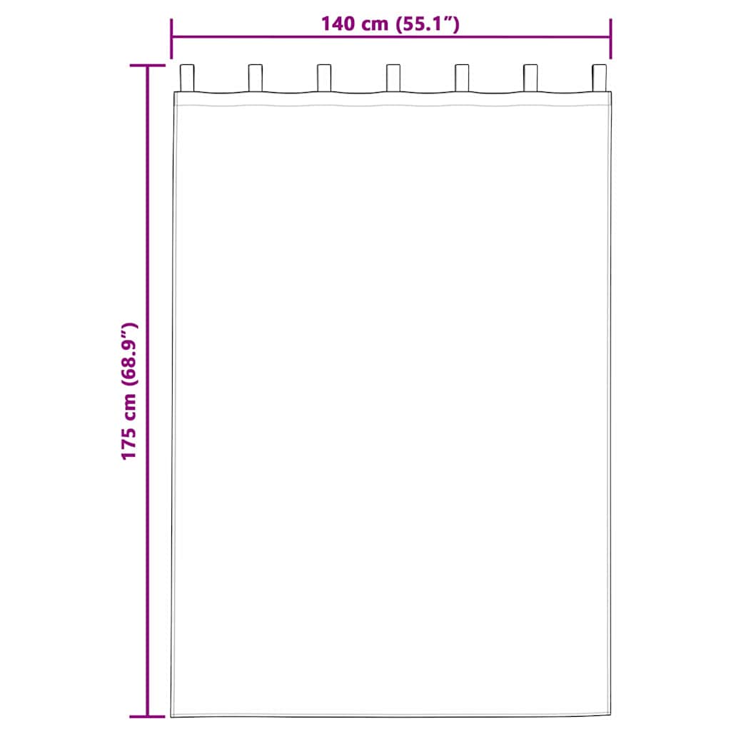 Mørkleggende Gardiner med Ringer 2 pcs Ren Hvit 175 x 140 cm