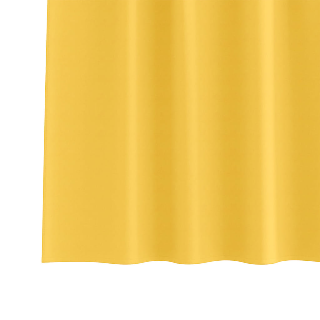 Mørkleggende Gardiner med Ringer 2 pcs Sennepsgul 225 x 140 cm