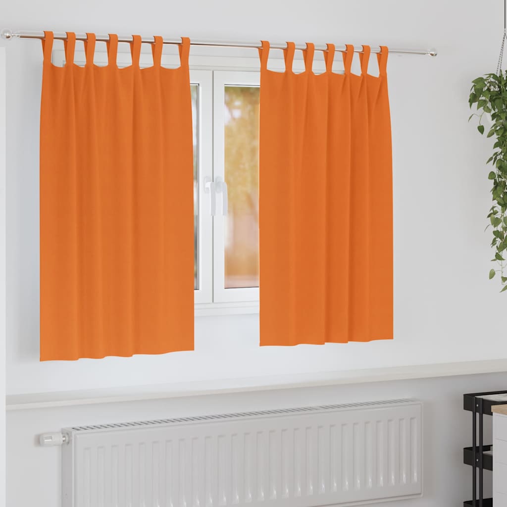 Mørkleggende Gardiner med Ringer 2 pcs Lys Oransje 140 x 140 cm