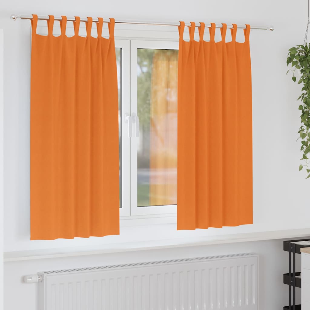 Mørkleggende Gardiner med Ringer 2 pcs Lys Oransje 175 x 140 cm