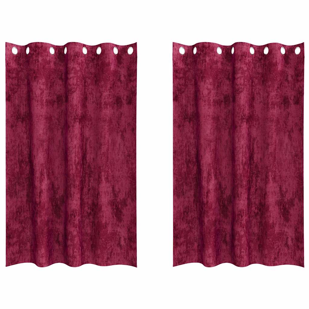 Fløyel Gardiner med gardiner 2 pcs Vinrød 175 x 140 cm Fløyel