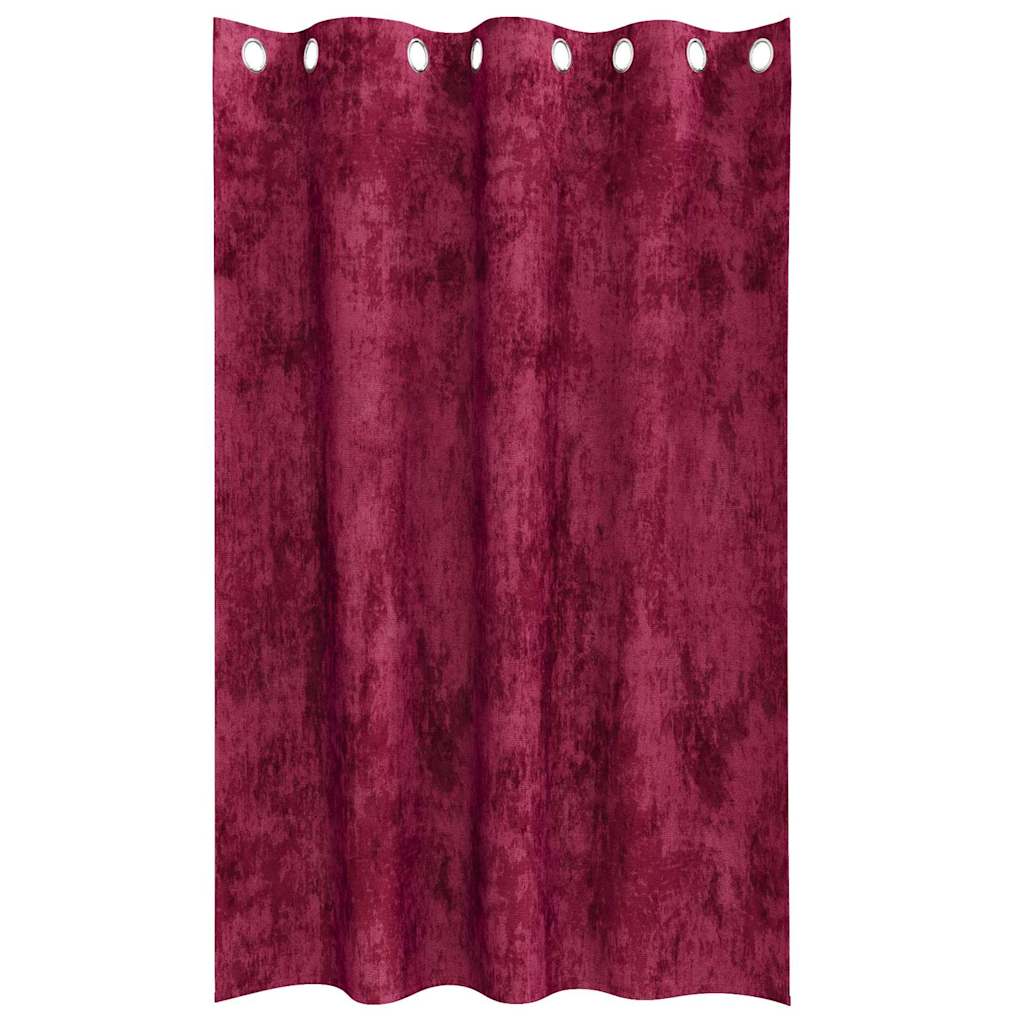 Fløyel Gardiner med gardiner 2 pcs Vinrød 175 x 140 cm Fløyel