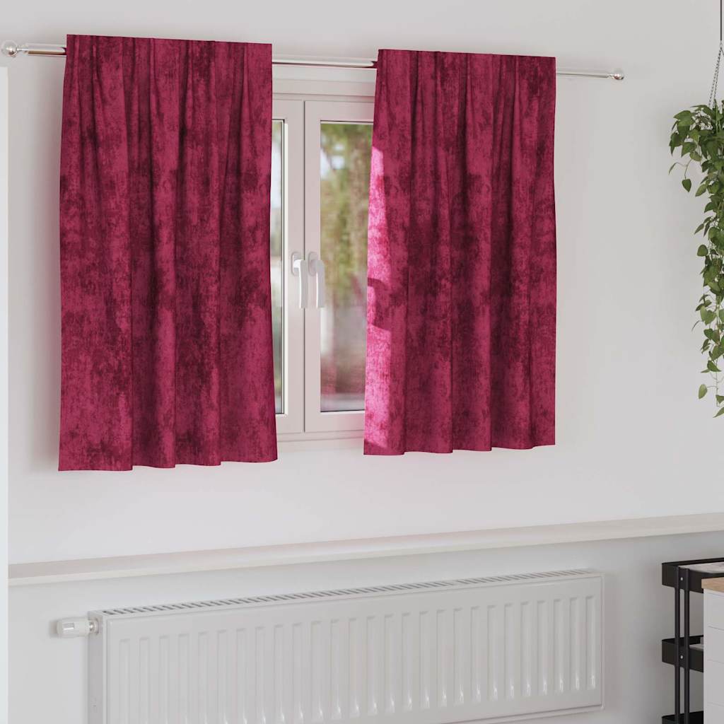 Fløyel Gardiner med gardiner 2 pcs Vinrød 140 x 140 cm Fløyel