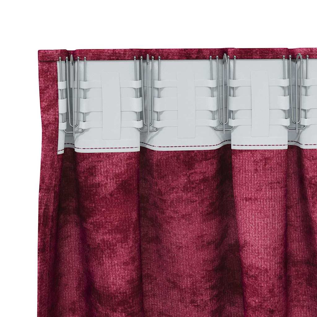 Fløyel Gardiner med gardiner 2 pcs Vinrød 175 x 140 cm Fløyel