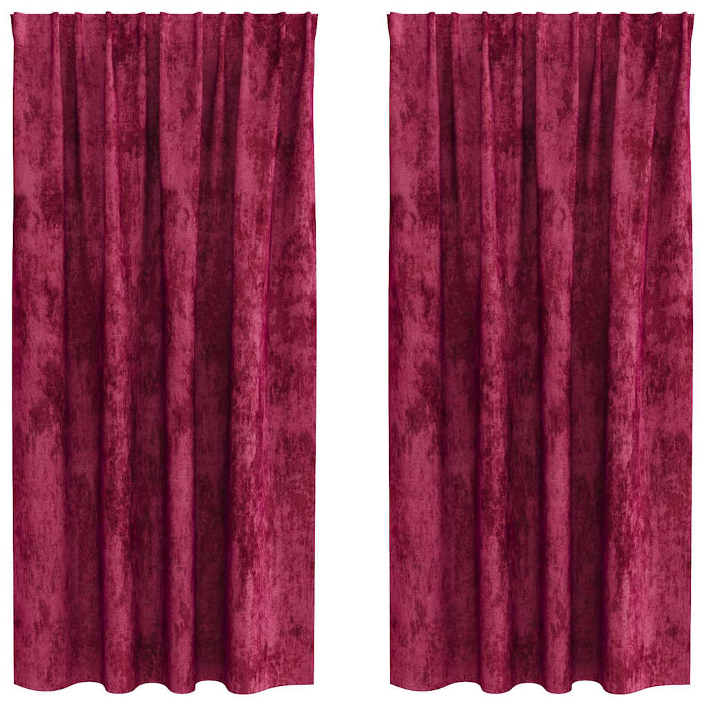 Fløyel Gardiner med gardiner 2 pcs Vinrød 175 x 140 cm Fløyel