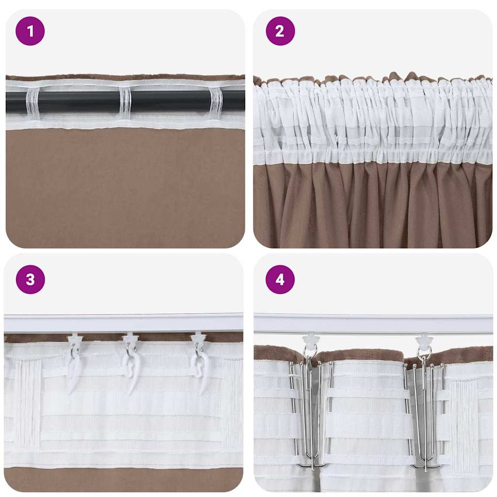 Fløyel Gardiner 2 pcs Cappuccino 260 x 140 cm Fløyel