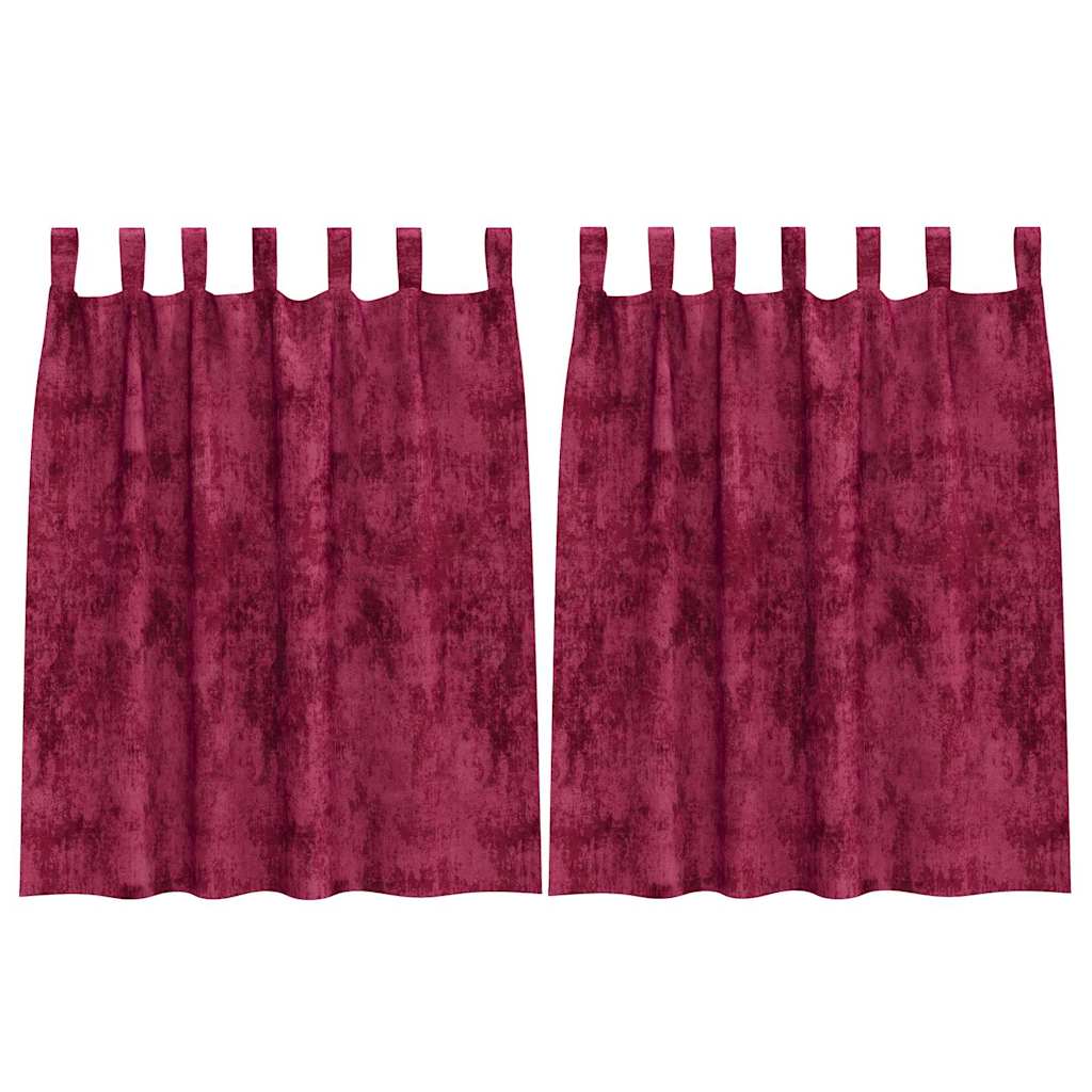 Fløyel Gardiner med gardiner 2 pcs Vinrød 140 x 140 cm Fløyel