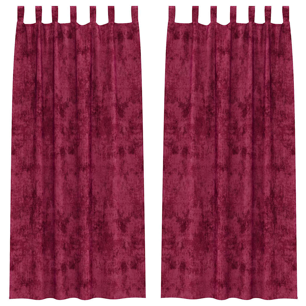 Fløyel Gardiner med gardiner 2 pcs Vinrød 225 x 140 cm Fløyel