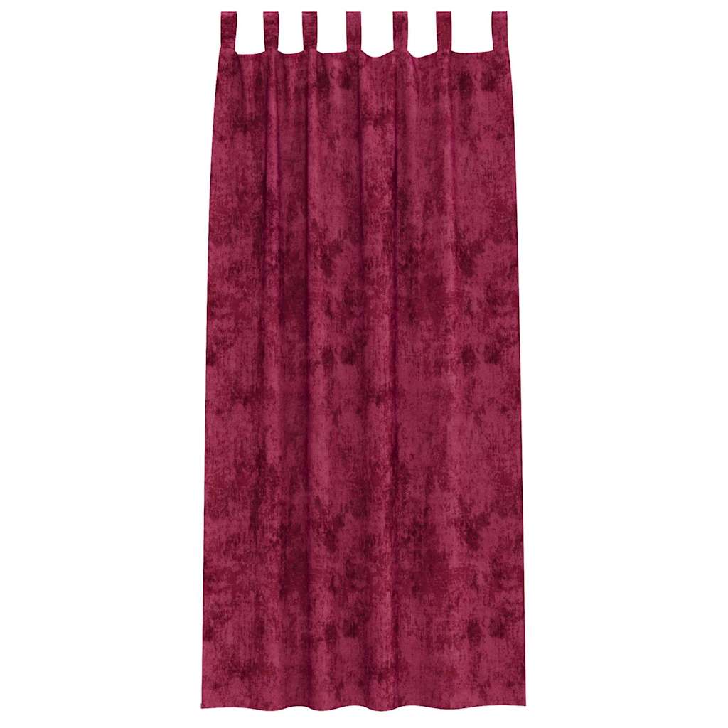 Fløyel Gardiner med gardiner 2 pcs Vinrød 225 x 140 cm Fløyel