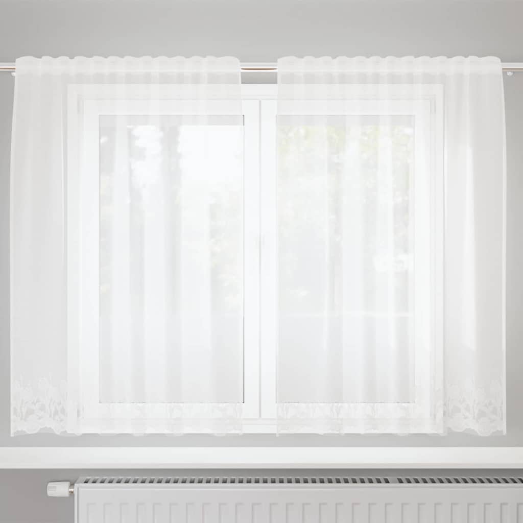 Blondegardin med gardiner Hvit 150 x 160 cm Polyester