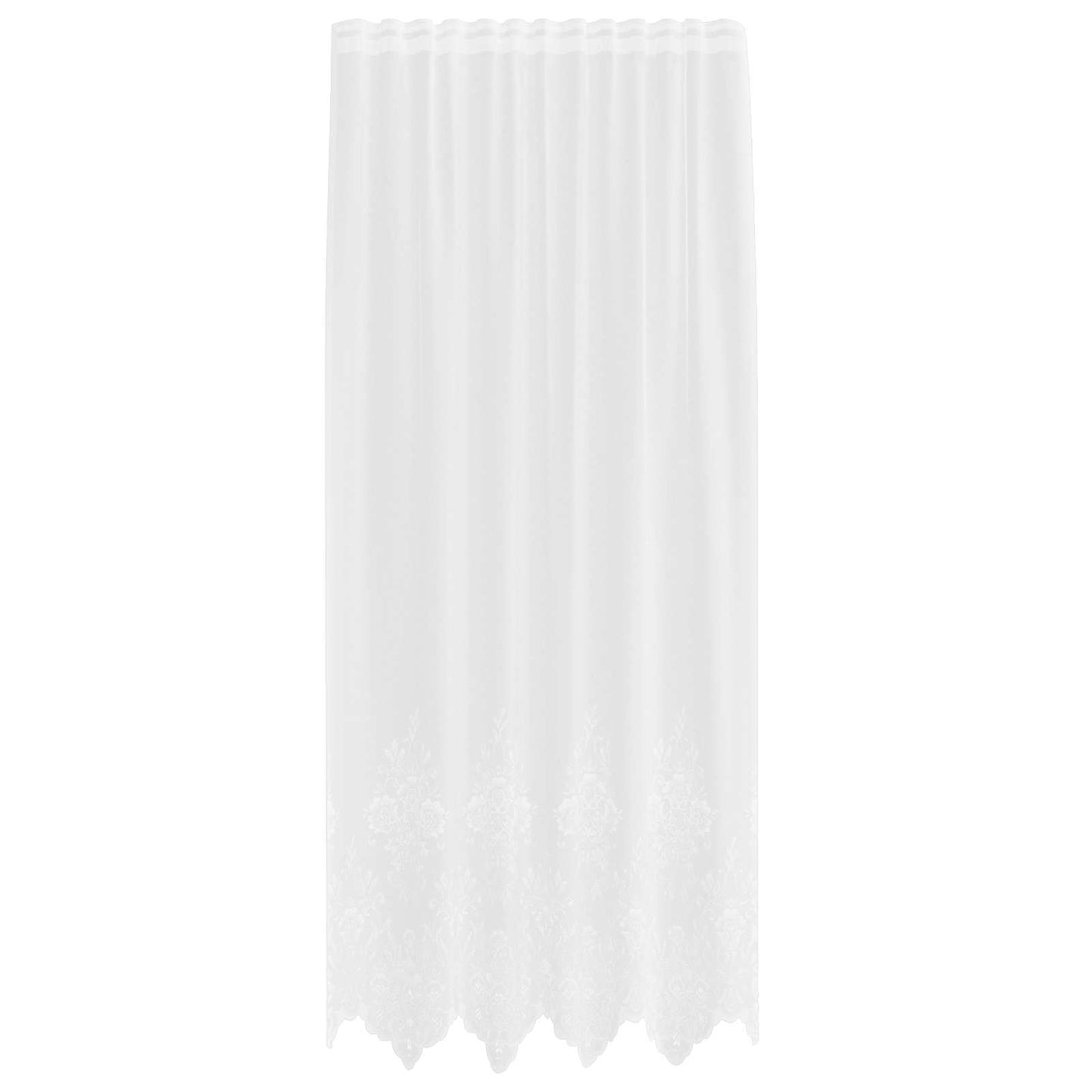 Blondegardin med gardiner Blomster Hvit 200 x 150 cm Polyester