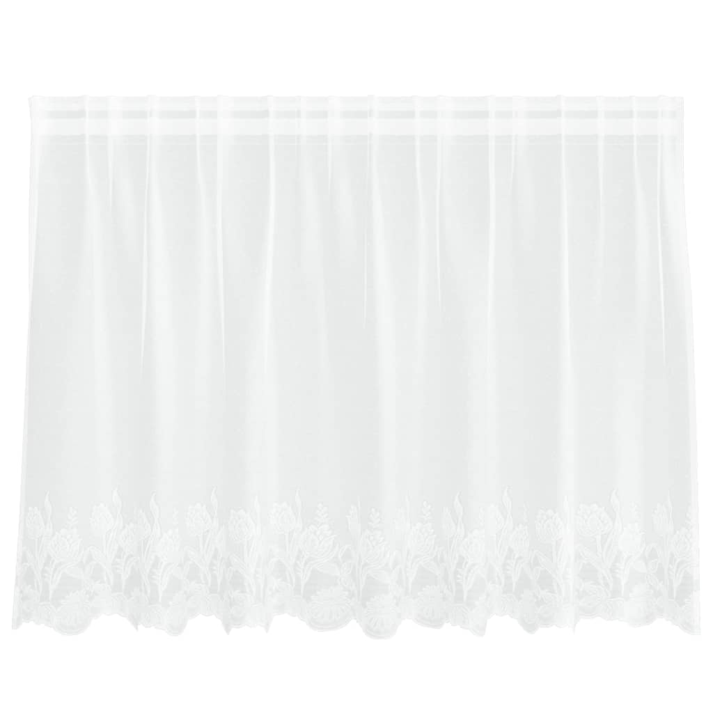 Blondegardin med gardiner Blomster Hvit 80 x 200 cm Polyester