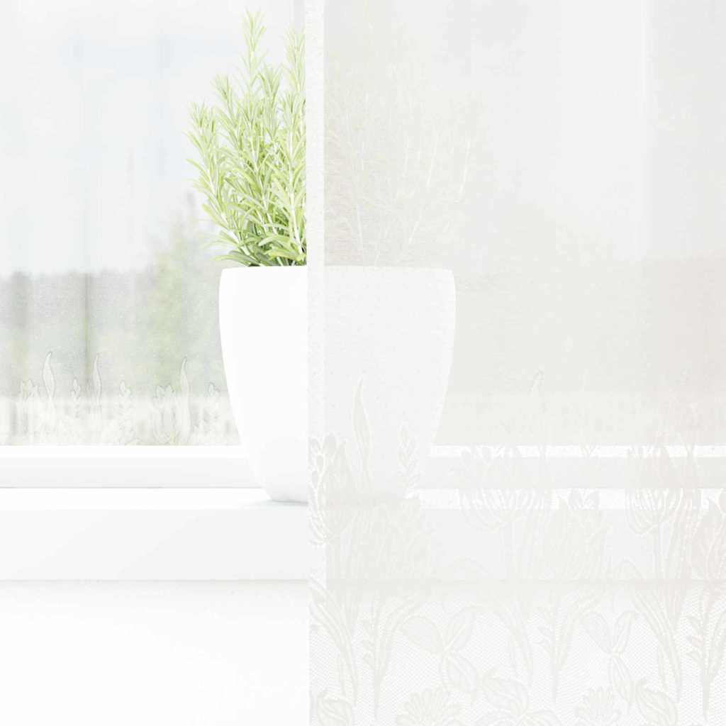 Blondegardin med gardiner Blomster Hvit 160 x 200 cm Polyester