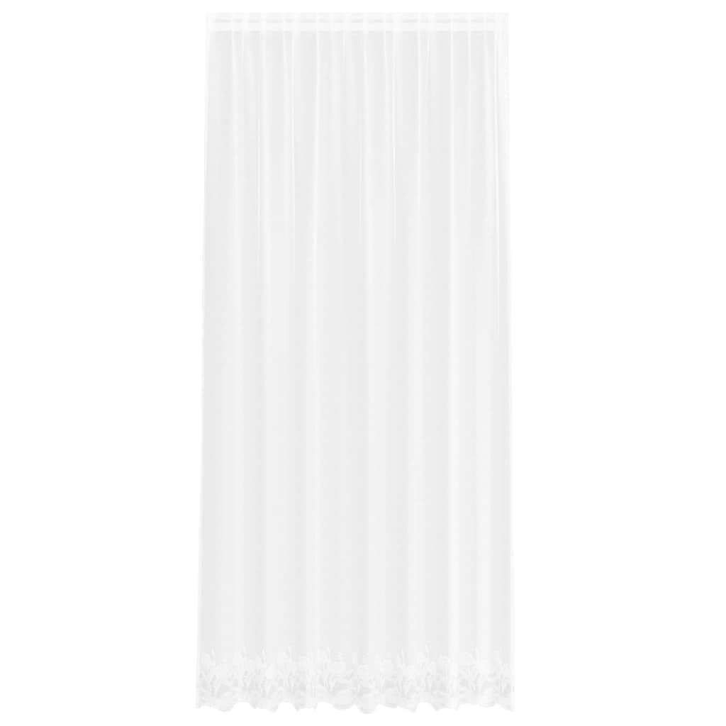Blondegardin med gardiner Blomster Hvit 260x200cm Polyester