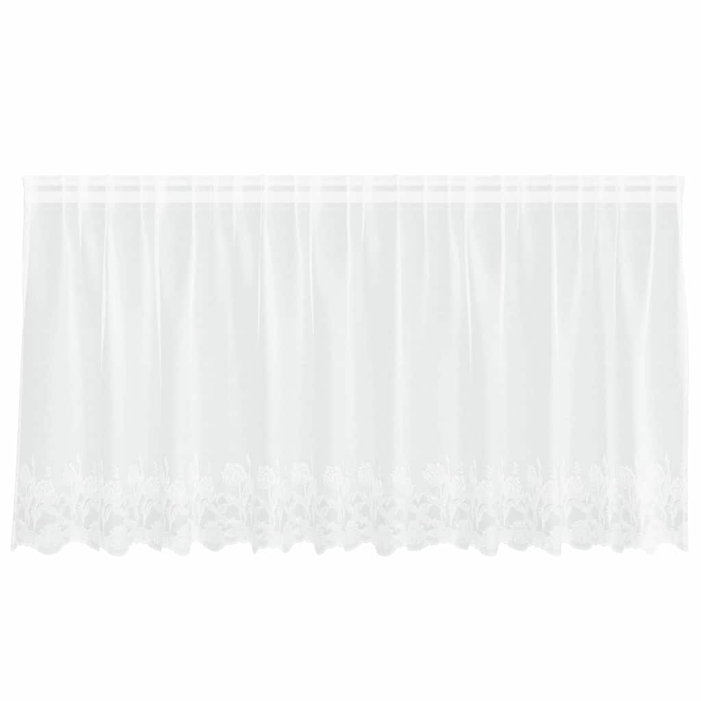 Blondegardin med gardiner Blomster Hvit 100 x 300 cm Polyester
