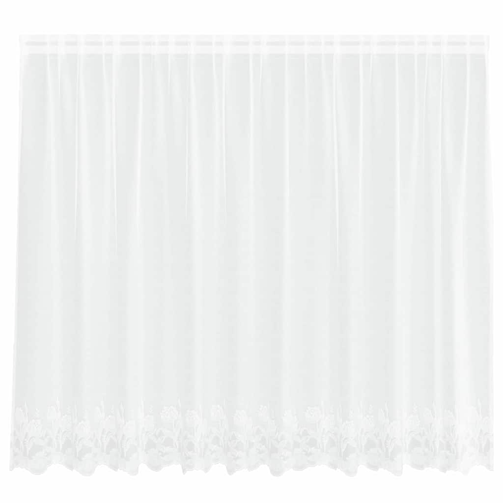 Blondegardin med gardiner Blomster Hvit 180 x 300 cm Polyester