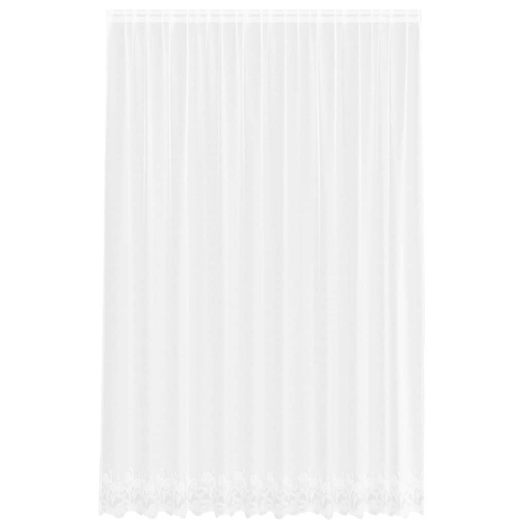 Blondegardin med gardiner Blomster Hvit 300 x 300 cm Polyester