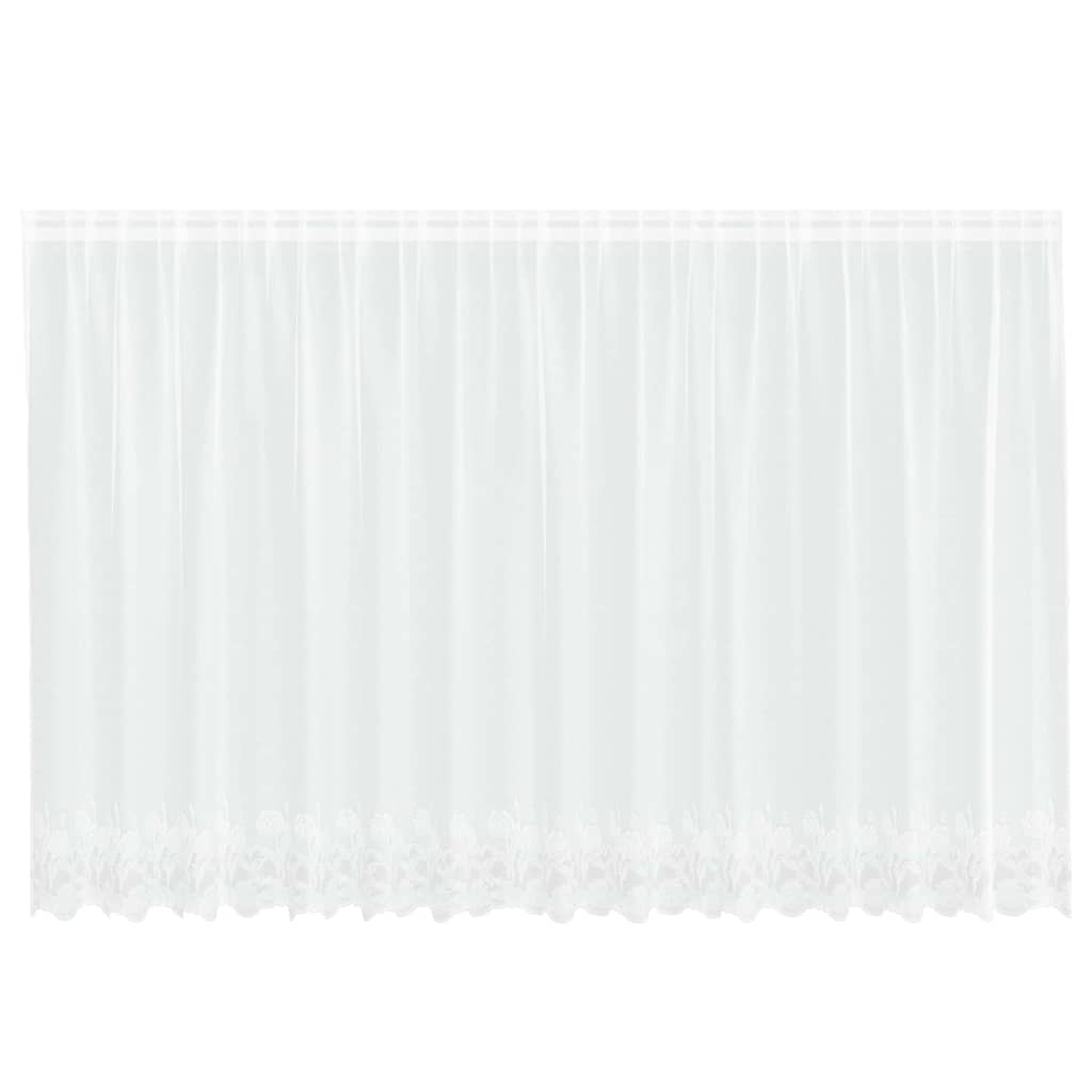 Blondegardin med gardiner Blomster Hvit 140 x 400 cm Polyester